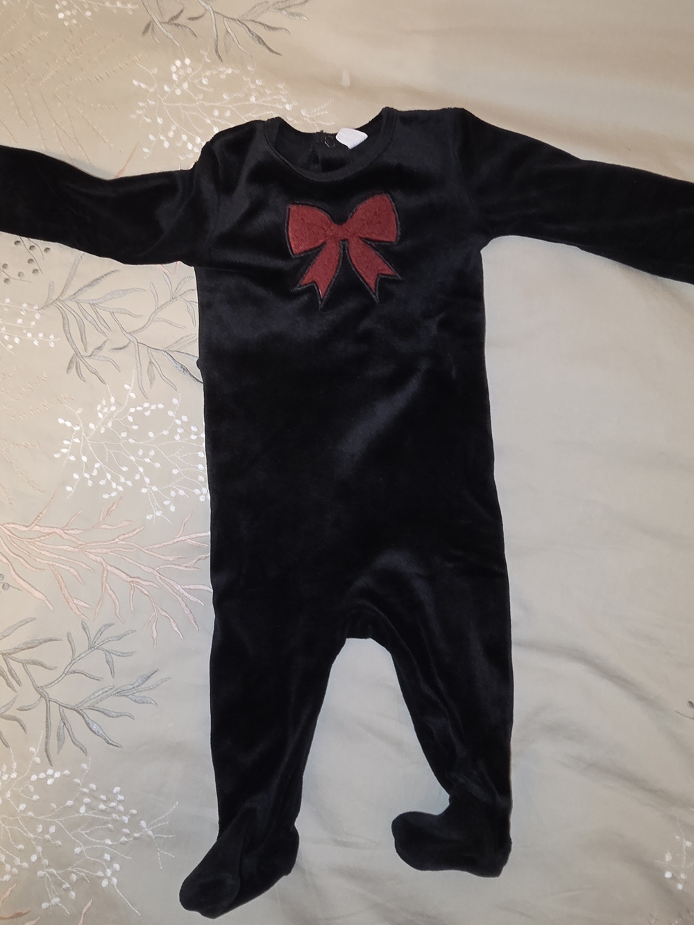 Bon Bebe Black Footed One-Piece with Red Bow